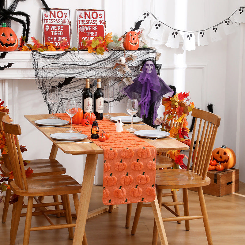 Wholesale pumpkin quilted embroidery table runner table cloth party decoration tablecloth
